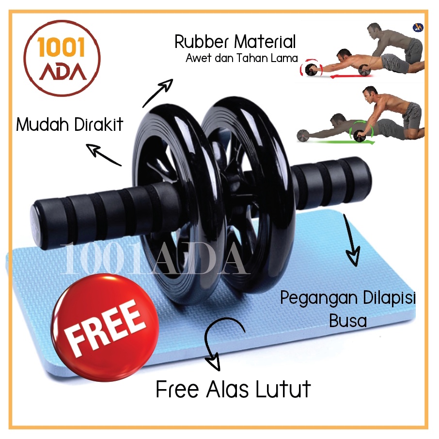 Jual Ab Wheel Ab Roller Double Wheel Alat Sit Up Alat Gym Fitness Bonus Matras Alat Pembakar