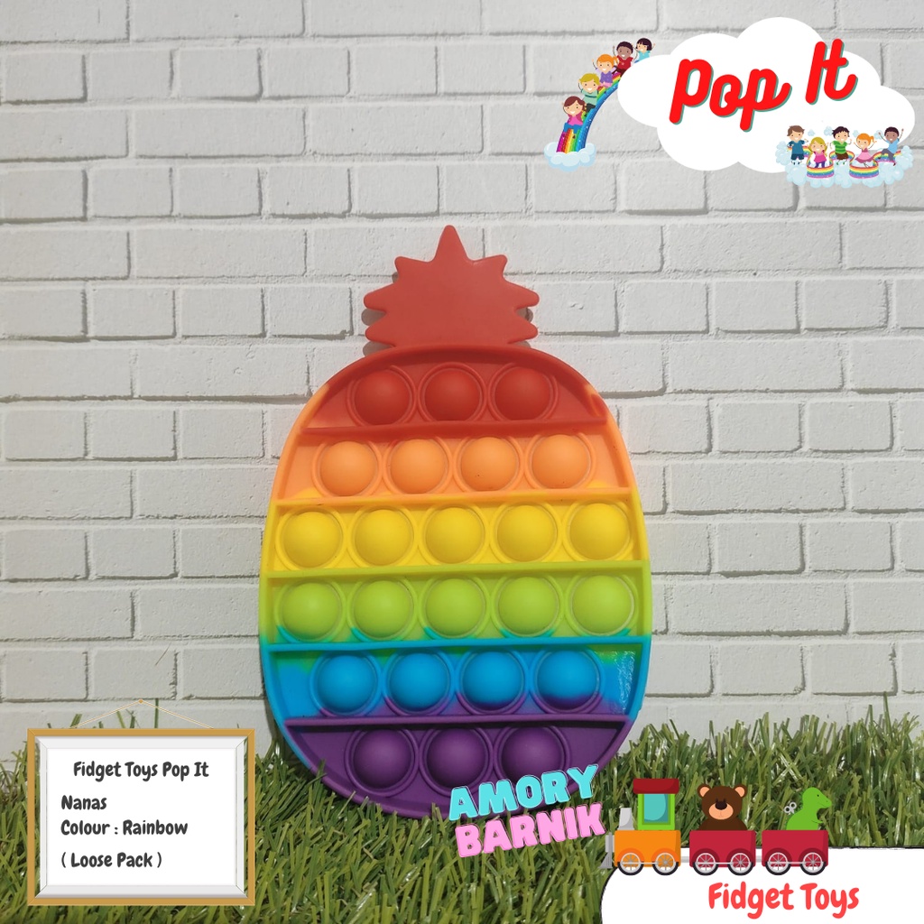 [ NANAS - RAINBOW ] Mainan Anak Squishy Fidget Toys Pop It / Popit Pineapple