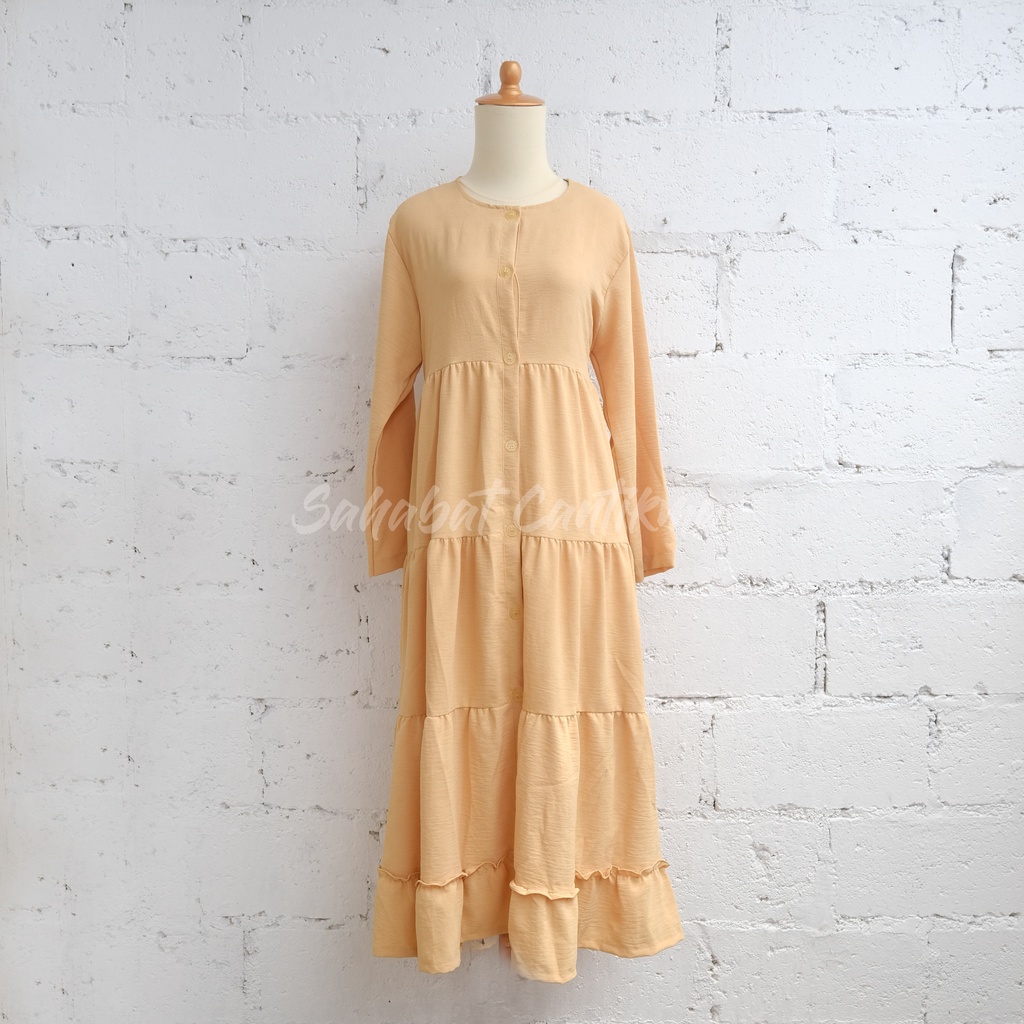 Gamis Midi Dress Remaja Crincle Air Flow Umpak Rempel Original by Ayura