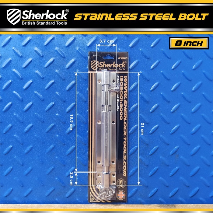Grendel Slot Kunci Pintu Sherlock Stainless Steel 8 Inch