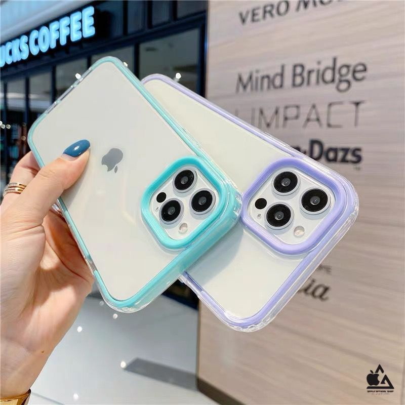 Soft Case Bemper Candy Bening iPhone 6 6+ 7 7+ 8 8+ SE 2 XR X XS MAX 11 11 PRO MAX 12 12 PRO MAX With Frame Camera Pelindung Kamera Softcase Silikon Jelly Clear Cover Bukan Hardcase Silicone