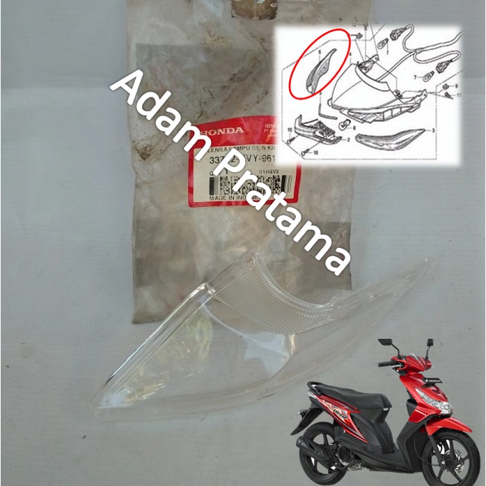 Kaca lampu Sein Beat Karbu Kiri Belakang 33752-KVY-961 Kaca sein belakang sebelah kiri Beat Karbu Ka