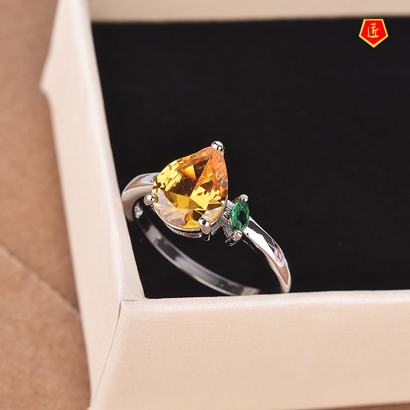 [Ready Stock]925 Silver Birthstone Ring Colored Gems Simple Personality