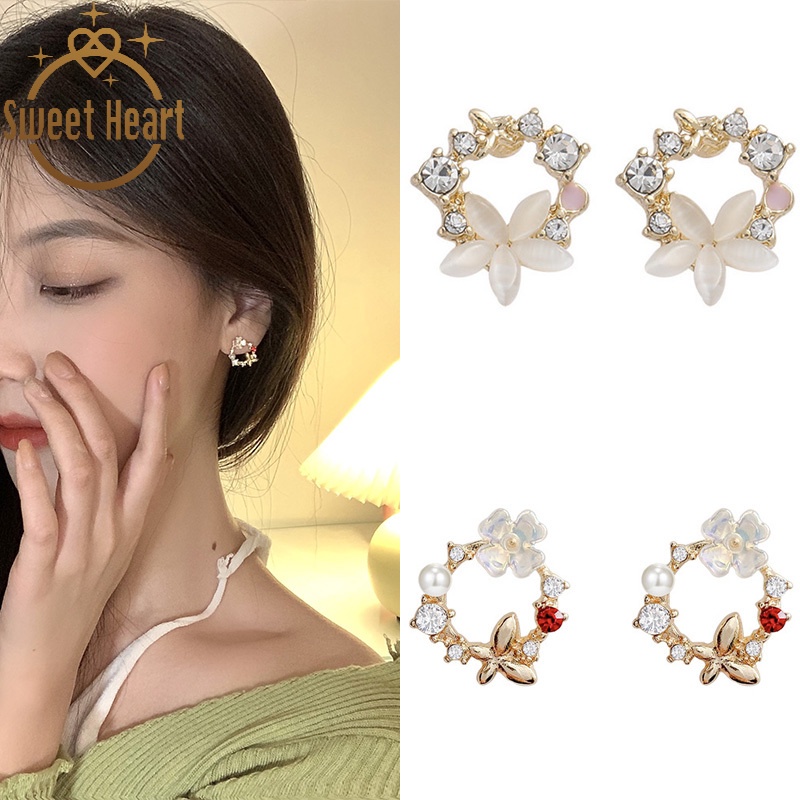 Anting S925 Silver Needle Bentuk Bunga Kecil Gaya Korea Untuk Wanita