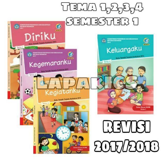 Paket Buku SD Kelas 1 Semester 1 dan Semester 2 Tematik Kurikulum 2013 Revisi 2017-2018 Kurtilas-2