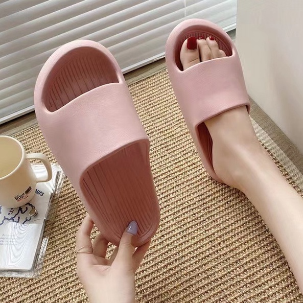 Sandal Slip On Polos Korean Style Murah Empuk Wanita Anti Selip Anti Air Bahan EVA Karet