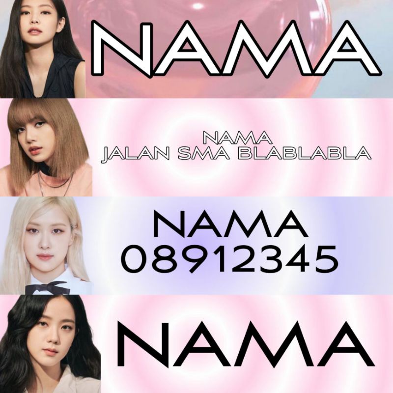 

WATERPROOF CUSTOM LABEL NAMA NAMEPLATE STIKER BLACKPINK ISI 50 BUAH LISA ROSE JENNIE JISOO KPOP MERCH MURAH