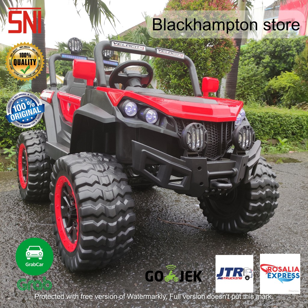 Mobil Aki Anak Jeep Bugi Ban Karet 4WD Bisa goyang mainan mobil aki