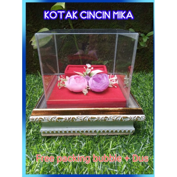 Kotak cincin pernikahan box cincin tutup mika mewah rustik tempat ring box