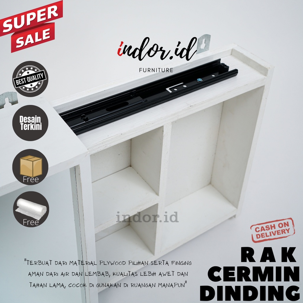 CERMIN RAK Dinding Gantung Minimalis - CERMIN WASTAFEL MURAH - Rak Cermin KOSMETIK - Cermin Milenial