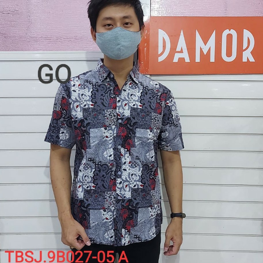 gos  DAMOR (CRESSIDA) KEMEJA BATIK LENGAN PENDEK PRIA SLIMFIT Baju Batik cowok