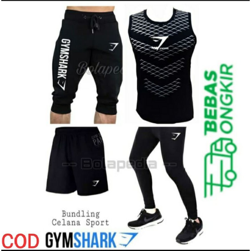 4in-1 set pakaian olahraga pria / perlengkapan olahraga fitnes gym joging bersepeda / pakaian pria