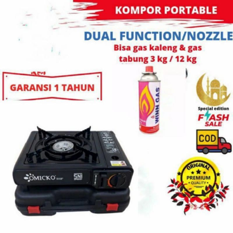 PROGAS  Kompor Gas Piknik  , Kemping , Portable  2 in 1 - Gas Elpiji Dan Gas Kaleng - SNI