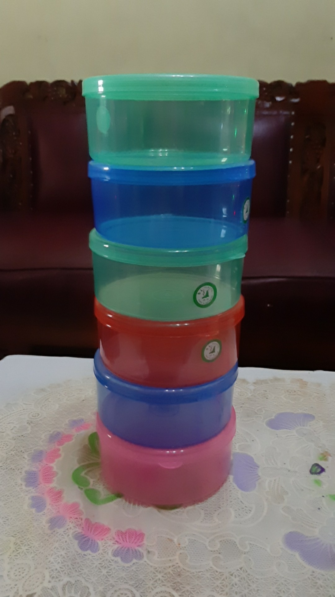 (6pcs) Wadah Plastik Tempat Makanan 500 Gr Batik Food Grade Toples Bulat Warna Kontainer