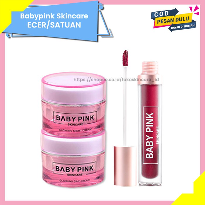 Glowing Night Cream &amp; Day Cream &amp; Babylip Wine Shoot Baby Pink Skincare Original BPOM