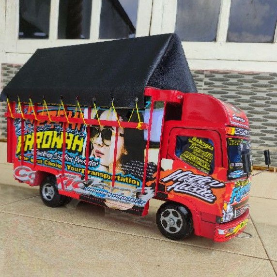 LIMITED EDITION miniatur truk oleng kayu mobilan truck mainan anak lampu foto terpal ukuran besar