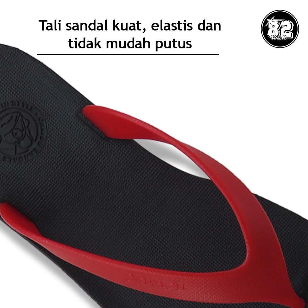 WR Rubber Flip-Flops - Sandal Jepit Pria / Sendal Jepit Pria / Camou Original Anti Slip Licin - Red Black