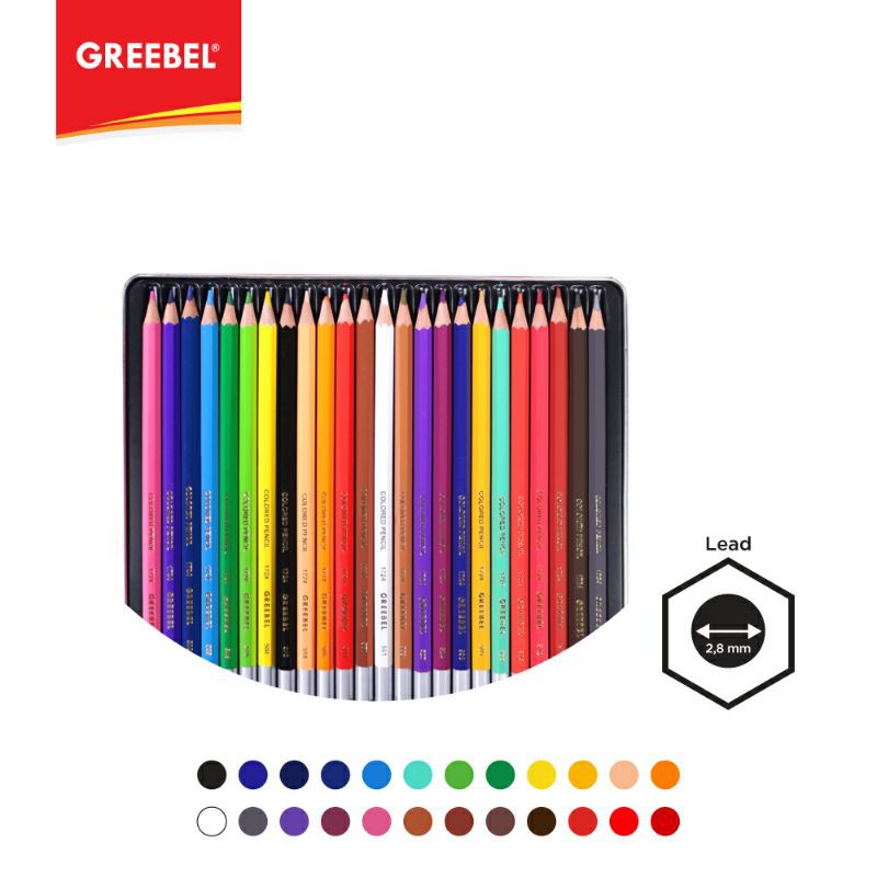 PENSIL WARNA / WARNA CERAH / BAHAN KUAT GREEBEL / GREEBEL 1724 CLASSIC COLOR PENCIL TIN CASE