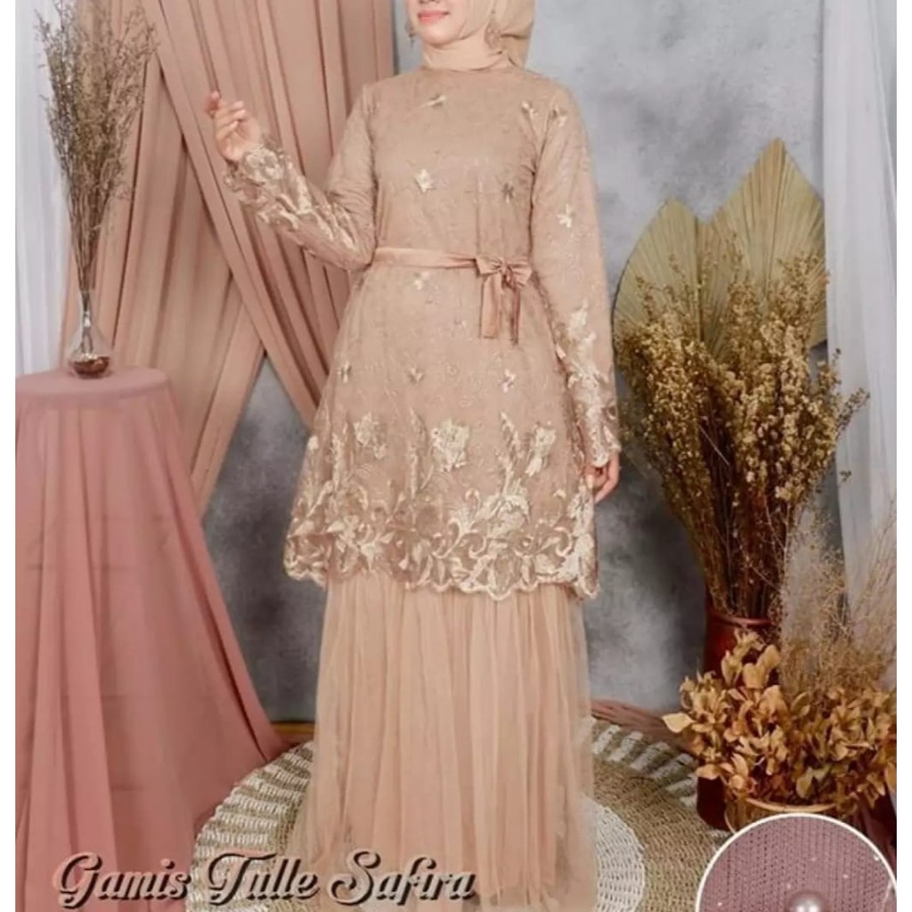 Gamis Safira Tulle Tutu Dress Full Furing M L XL XXL  Gamis tulle Safira Baju Kondangan Baju Pesta