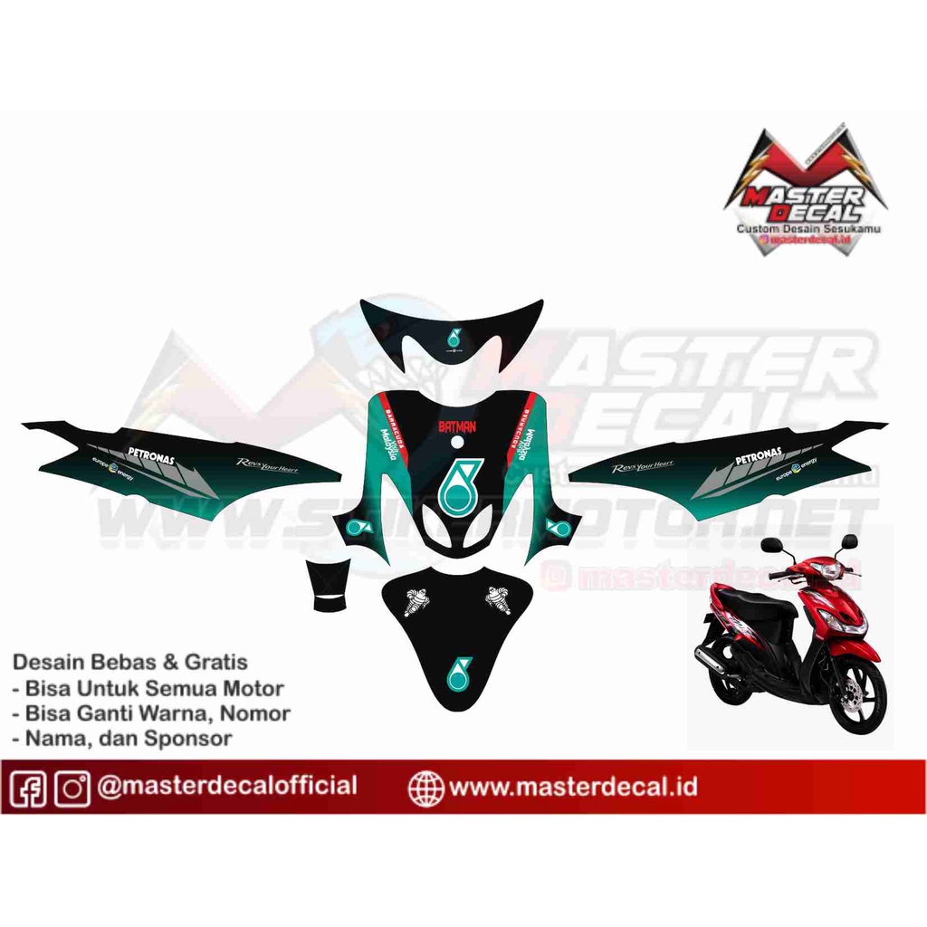 Stiker Decal Motor mio sporty petronasBlack Green