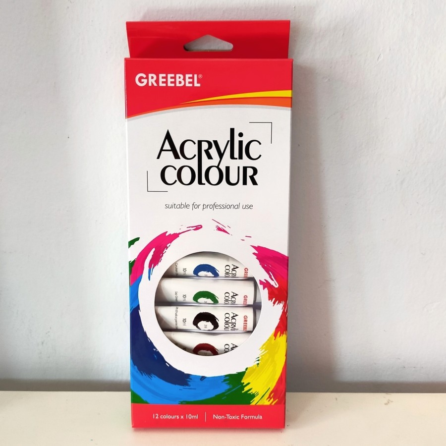 GREEBEL Acrylic Colour 12 x 10ml Cat Akrilik Non Toxic