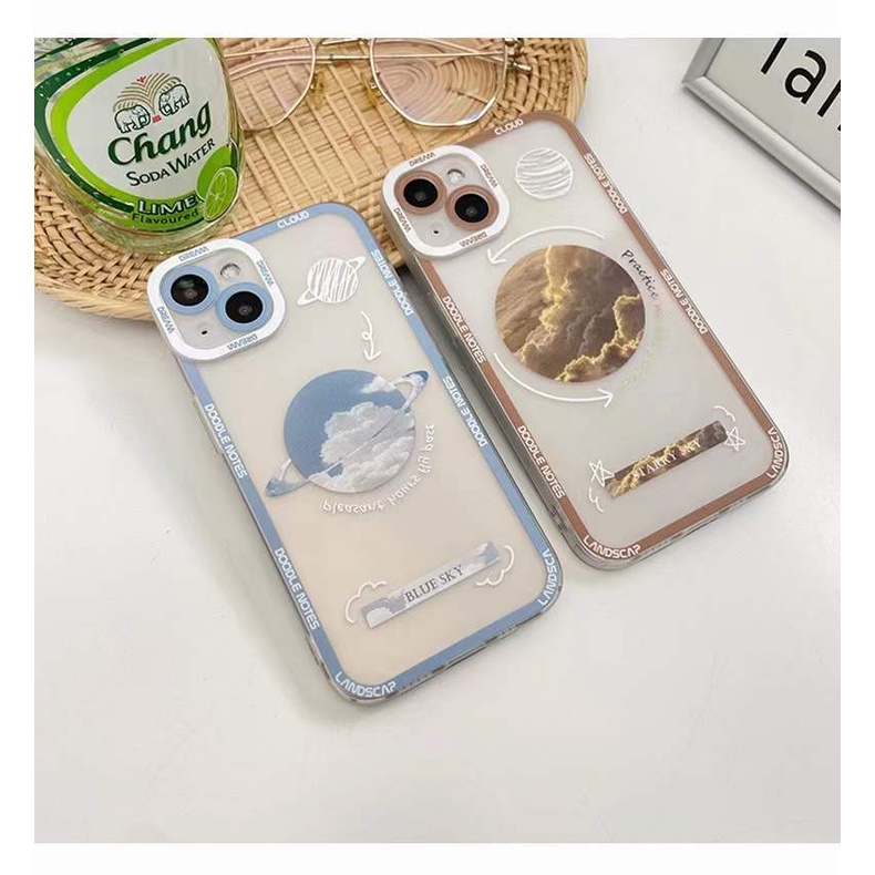 Case Pelindung Bahan Silikon Motif Planet Biru Untuk IPhone 13 / 12 Pro Max / 11 / XS / XR / X / 8 / 7 / 6S / Plus