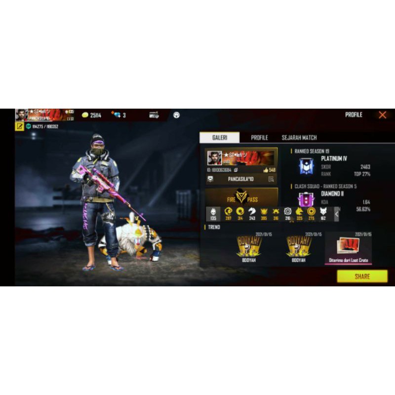 AKUN FF LOBBY 15 EP 6X SULTAN VAULT RAME | Shopee Indonesia