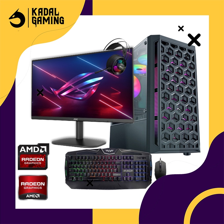 PC RYZEN 5 5600G VGA RADEON 16GB RAM FULLSET SIAP PAKAI GAMING EMULATOR MULTITAB LIVESTREAM