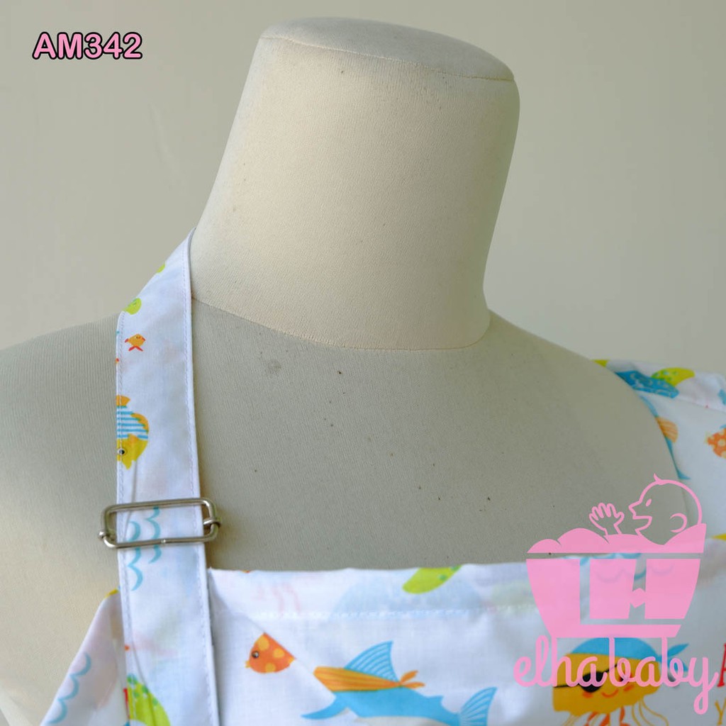 Apron Menyusui Ibu Kebutuhan Bayi &amp; Ibu Lengkap Celemek Menyusui Motif Captain Whole Putih New