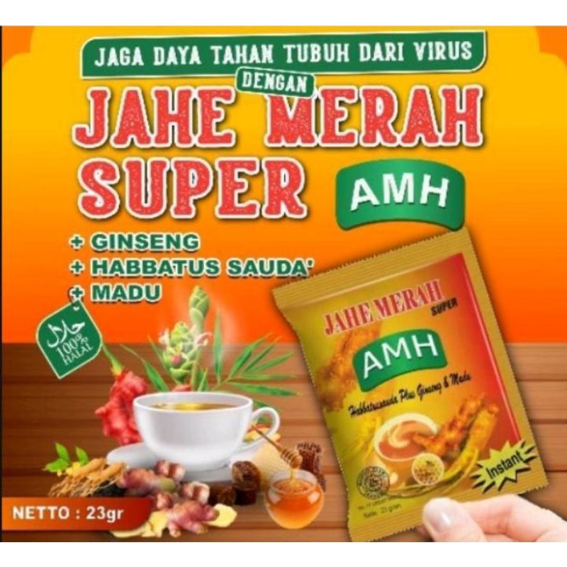 

Instant Jahe Merah Amanah Super AMH ORIGINAL Plus Habbatussauda, ginseng dan Madu I Jahe Merah