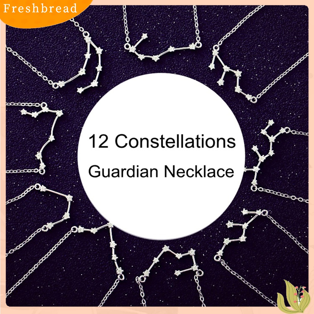 【Fresh】Shiny Rhinestone Women Horoscope Astrology Constellation Sign Guardian Necklace