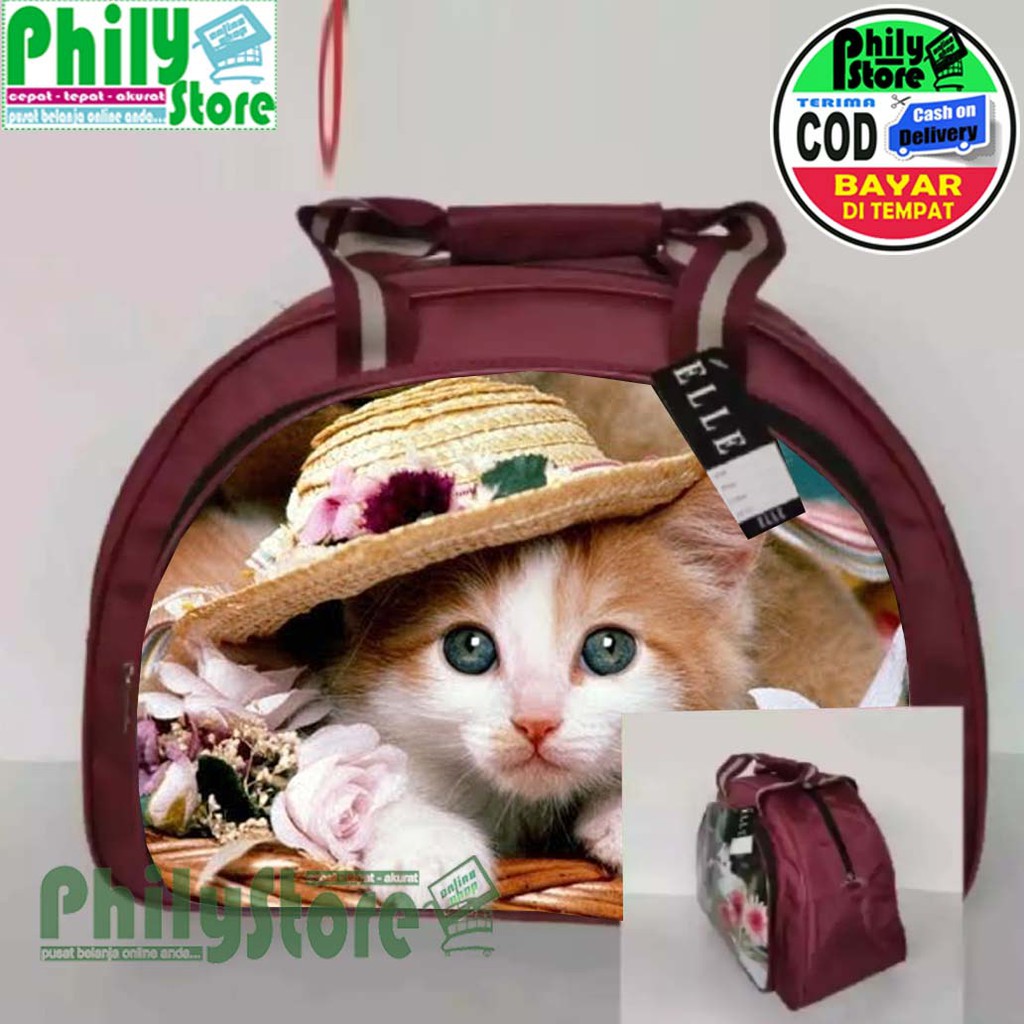 TAS PAKAIAN MOTIF TRAVELBAG BESAR ELLE GAMBAR KUCING TAS MUDIK PULANG KAMPUNG