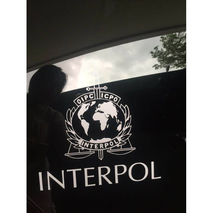 Aksesoris Mobil Stiker Logo Interpol Kaca Body Car Sticker Besar Big