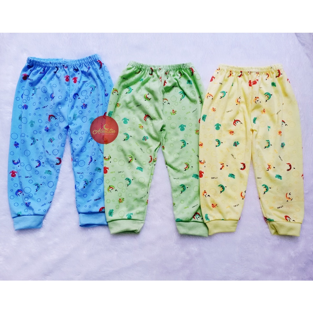 Celana Panjang Bayi Katun Motif / Celana Panjang Isi 3 Pcs