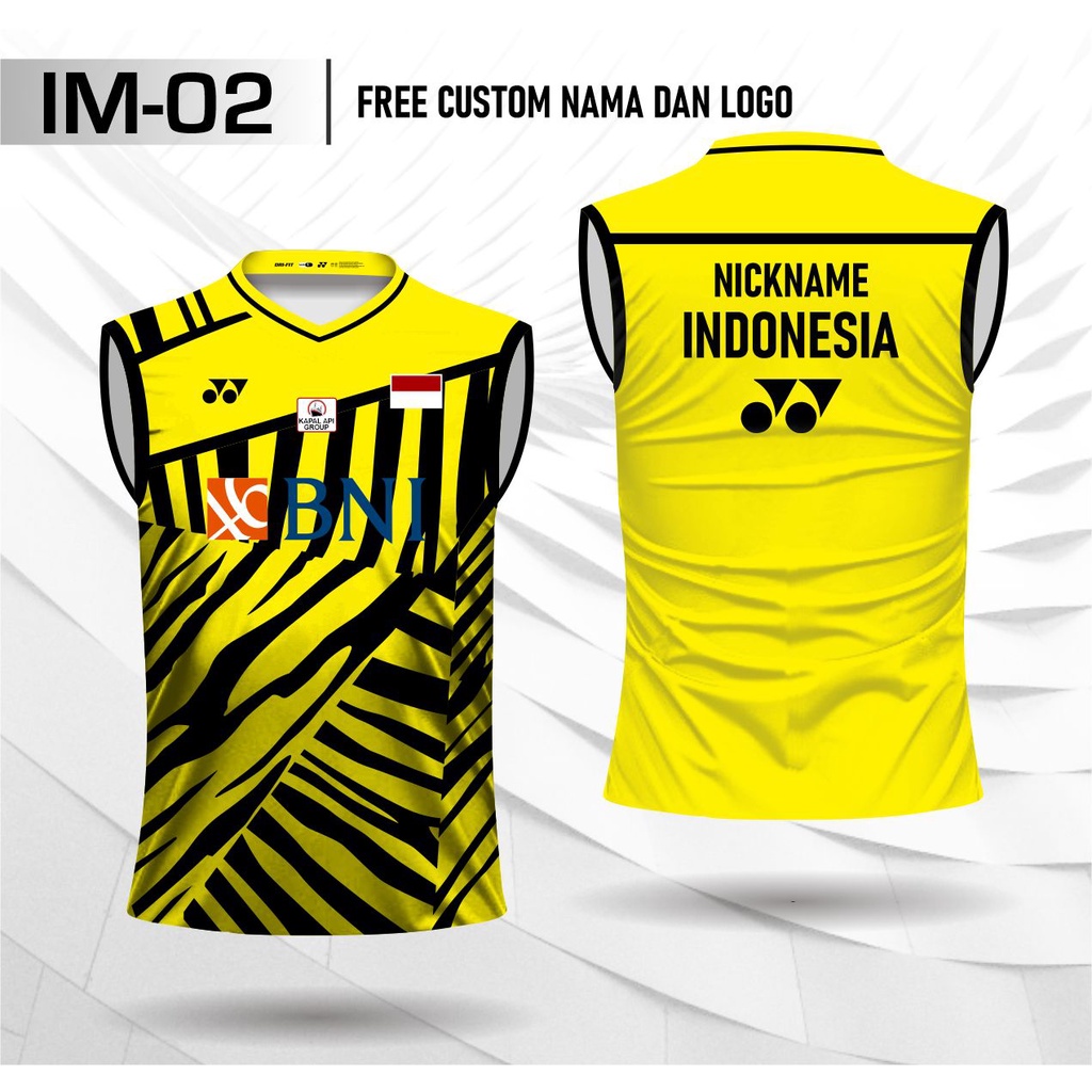Jersey badminton minions indonesia master open baju bulu tangkis kaos singlet