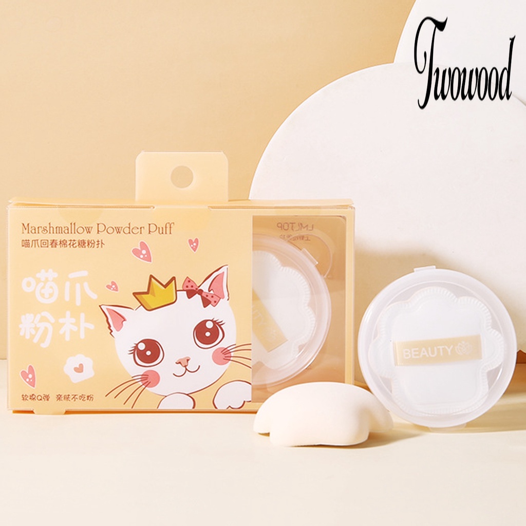 Twowood Spons Puff Air Cushion Bentuk Telapak Kaki Kucing Elastisitas Tinggi Multifungsi