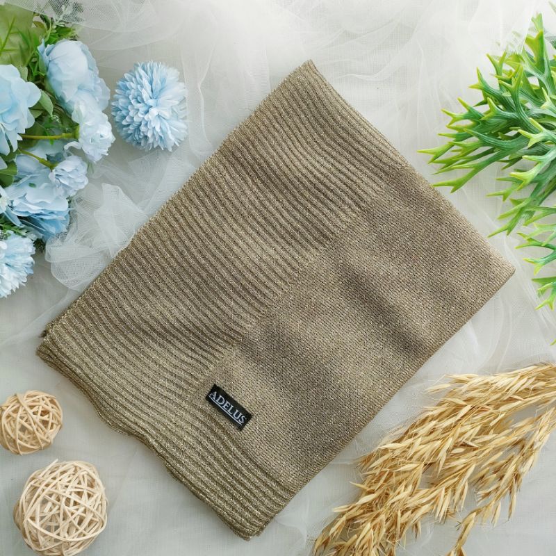 Pashmina Rajut Glitter PREMIUM By Adelus-Golden Gold