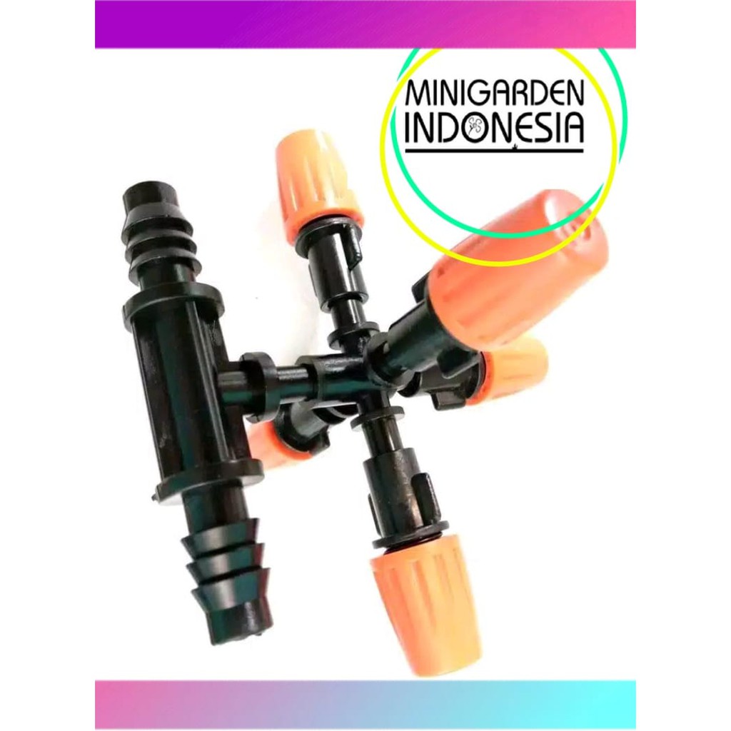 SPRAYER KABUT FOGGER 5 ARAH + KONEKTOR TEE REDUCE 11MM fitting head mist sprinkler nozzle PE 7MM