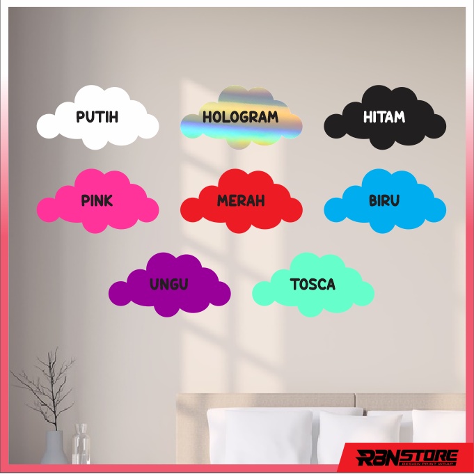 STIKER DEKORASI AESTHETIC UNTUK KAMAR BEBAS PILIH WARNA - CUTTING STICKER HOME DECOR RBN0056