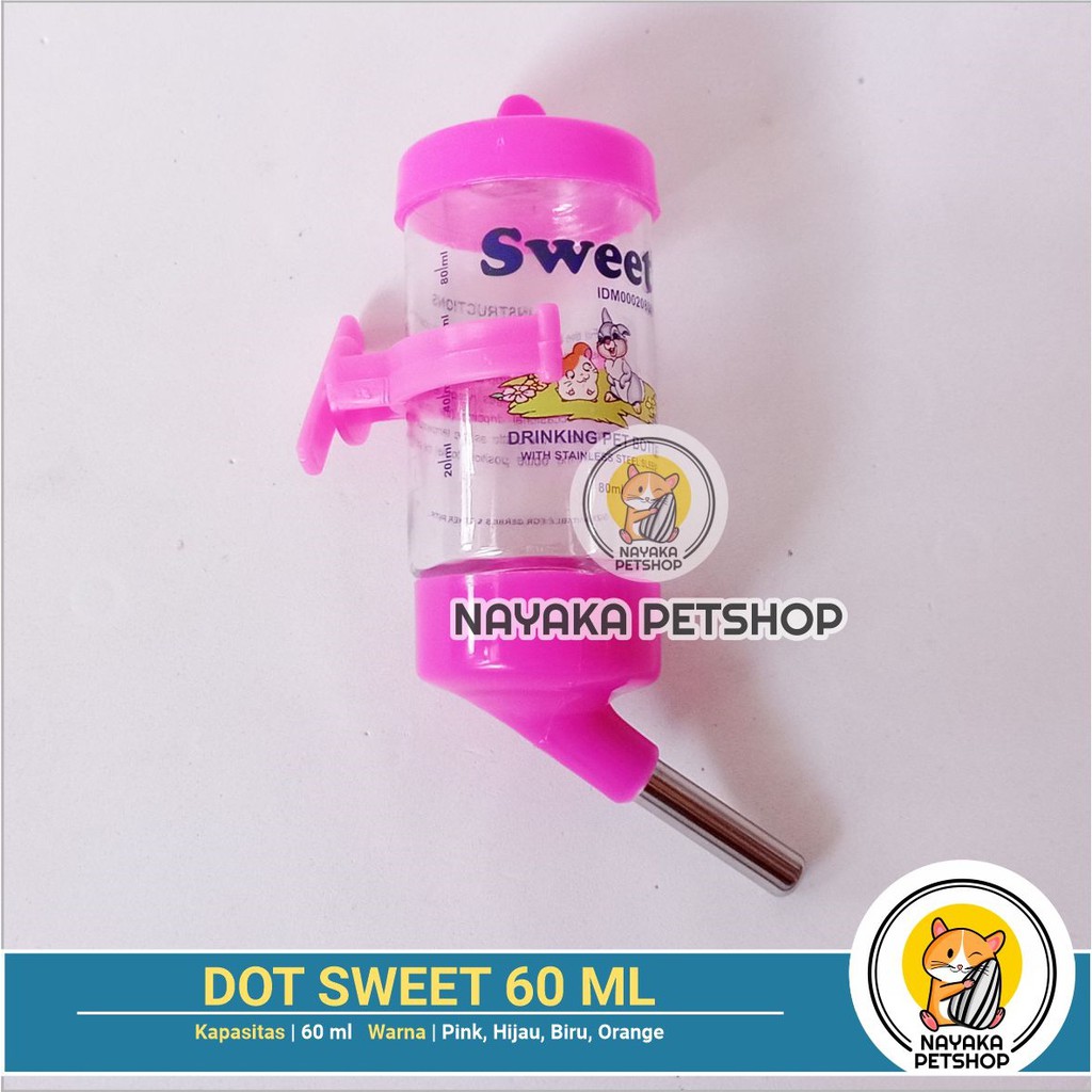 Sweet 60 ml Dot Minum Hamster Botol Air Tupai Tempat Minum Bajing Tikus Sugar Glider