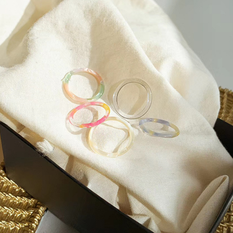 Cincin Jari Telunjuk 20 Warna Permen Transparan Gaya Korea Untuk Perempuan