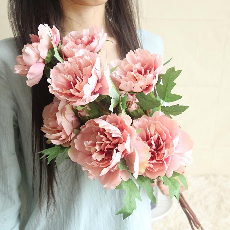 52cm Bouquet Peony  Bunga Artificial Flowers  For Wedding 