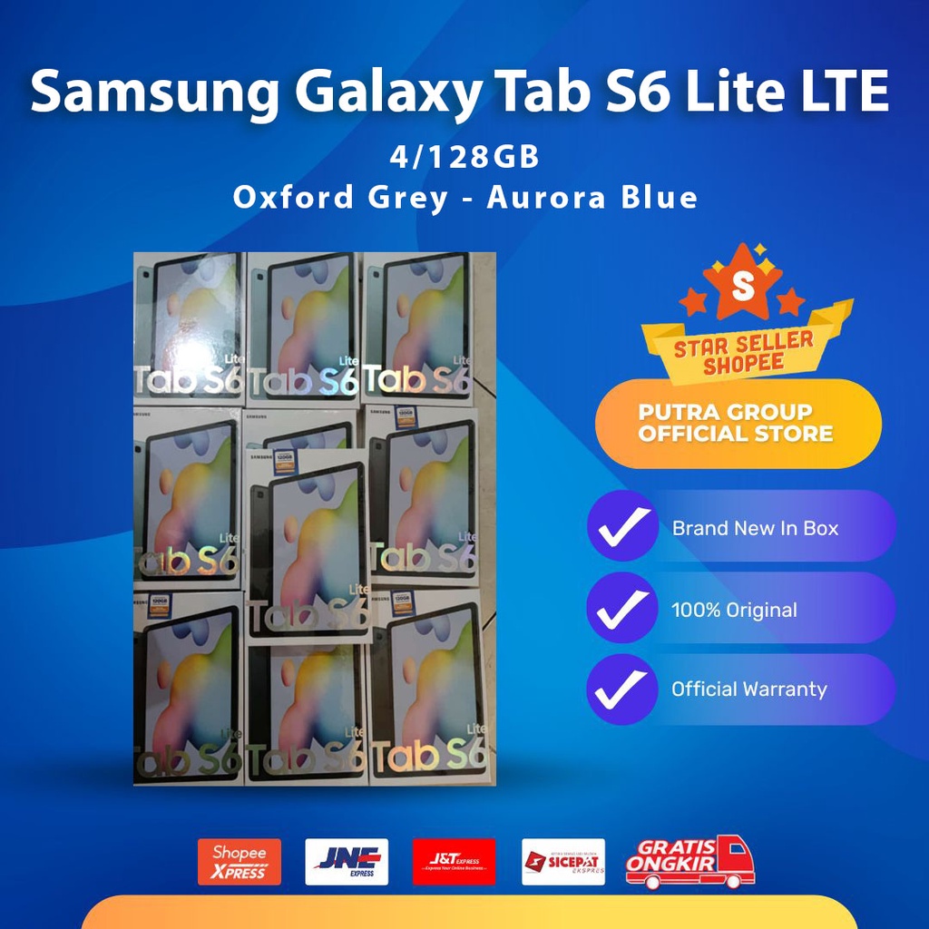 (RESMI) Samsung Galaxy Tab S6 Lite 2022 Snapdragon 4/128GB 128GB 4GB LTE 4G Grey Blue SEIN