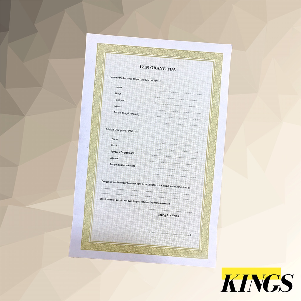 

Surat Izin Orang Tua (10 Lembar)