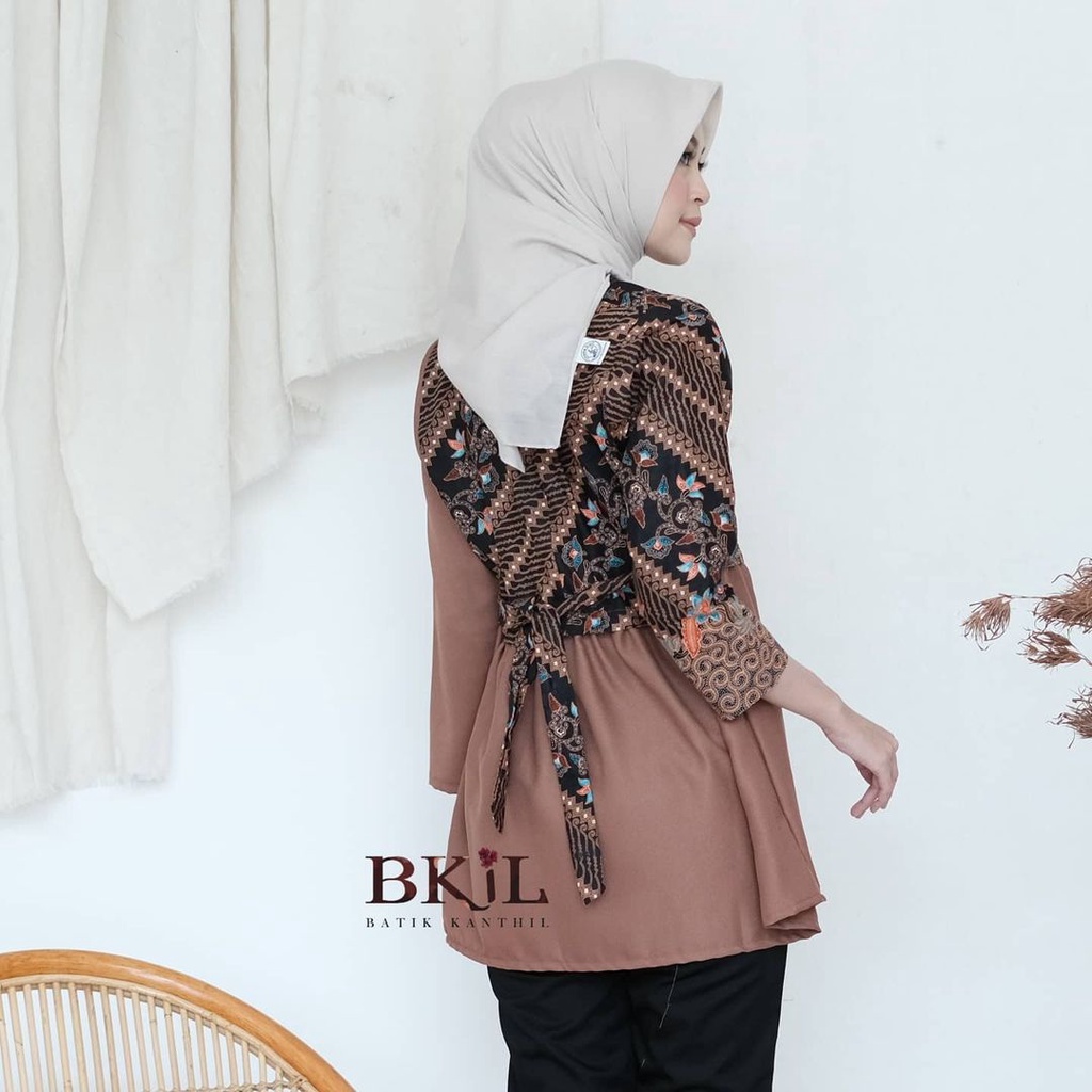 tey-17 Batik wanita ASJ SA HRB026 Kenongo Kemeja Tosca Pendek-3