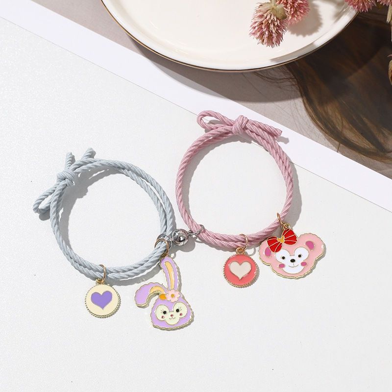 2 Pcs Kawat Gelang Pasangan Desain Magnet Astronot Cinnamoroll Curm Untuk Kurung Magnet Pria Dan Wanita/1 Pasangan   Magnet Kawat Pasangan Magnet Bracket   Menarik Tangan Persahabatan Gelang Hitam