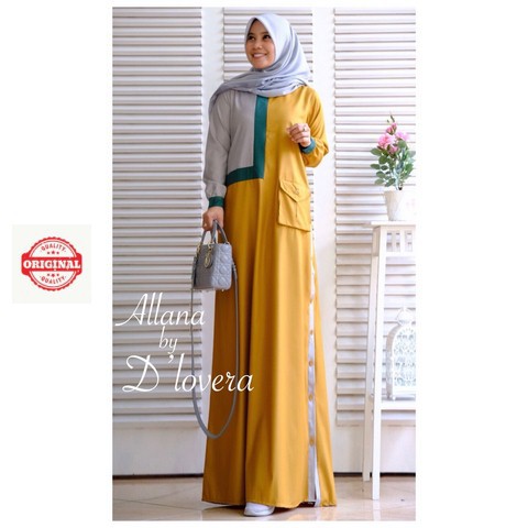 Maxi Dress Muslimah Busui Patchwork Allana Dress by d'Lovera