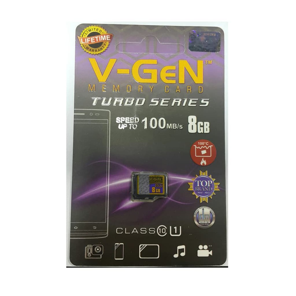 V-gen Micro SD vgen 8GB MircoSDHC Memory Card ORIGINAL class 10