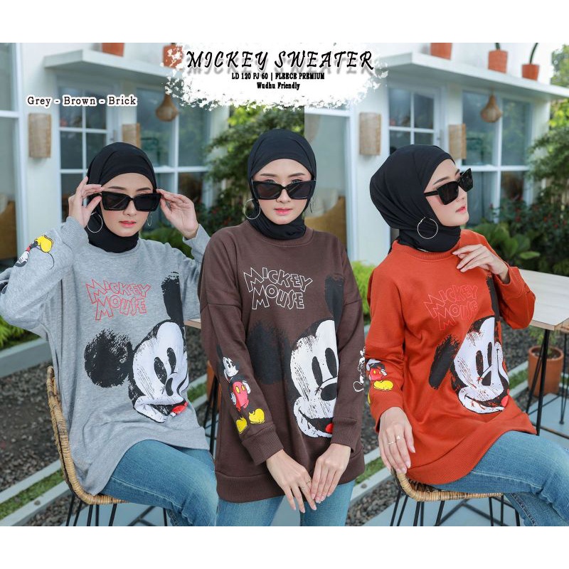 Mickey Sweater wanita sweater babyterry sweater Mickey mouse sweater jumbo sweater muslim sweater lu