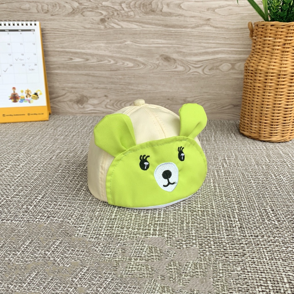 OSM JKT T5364 Topi Hat Fashion Anak Bayi Laki-laki & Perempuan Motif Mouse Telinga Cute Unisex-Cream Hijau